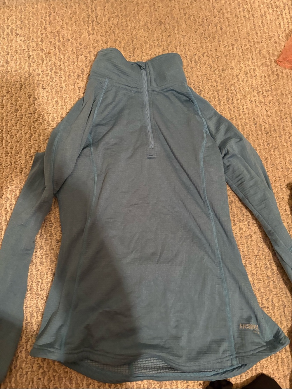 Women’s Teal Quarter-Zip Turtleneck Sweater